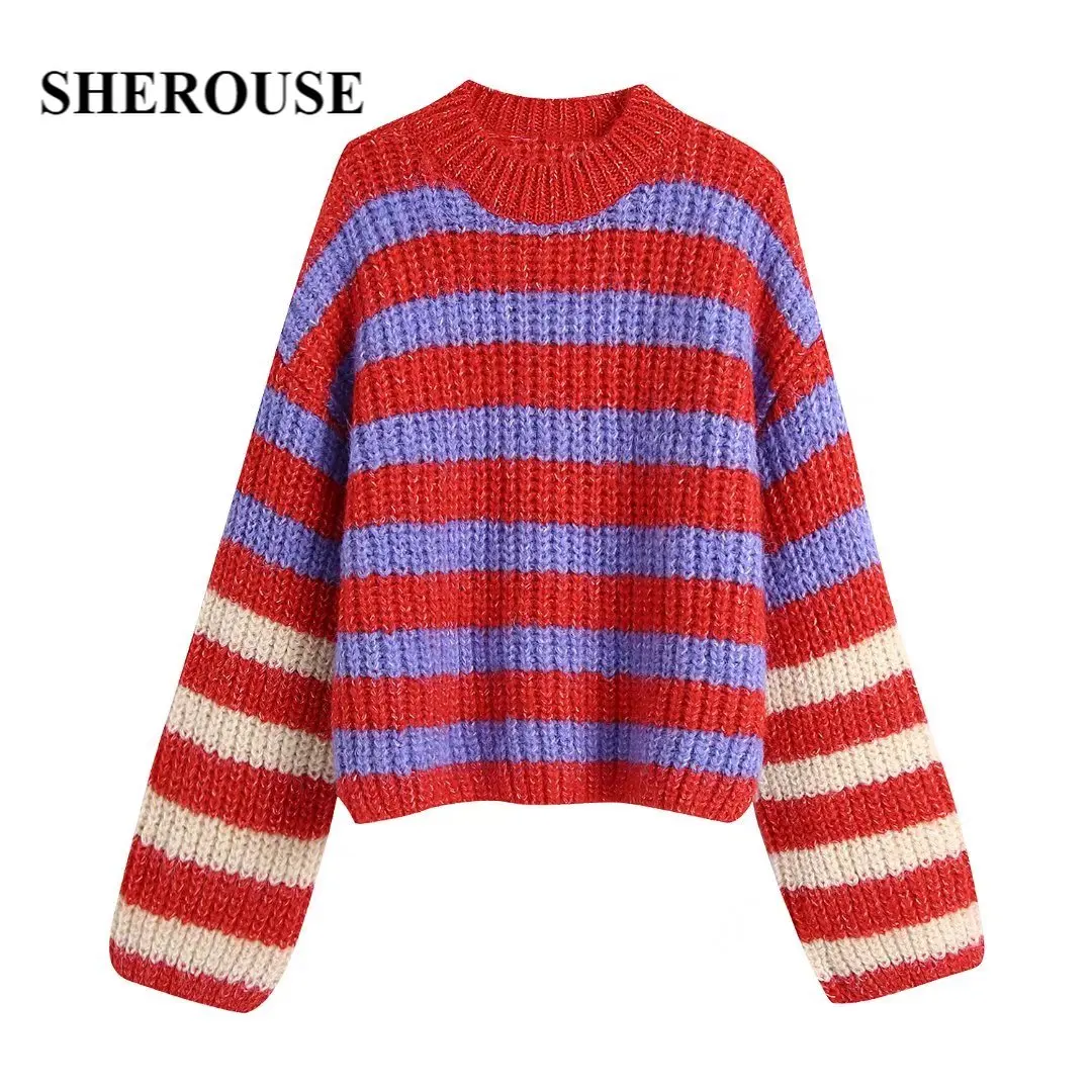 Sherouse Women Fashion Striped Knit Sweater Long Sleeves O-Neck Casual Woman Knitted Sweaters Pullover Chic Knitwear Tops
Sherouse Women Fashion Striped Knit Sweater Long Sleeves O-Neck Casual Woman Knitted Sweaters Pullover Chic Knitwear Tops