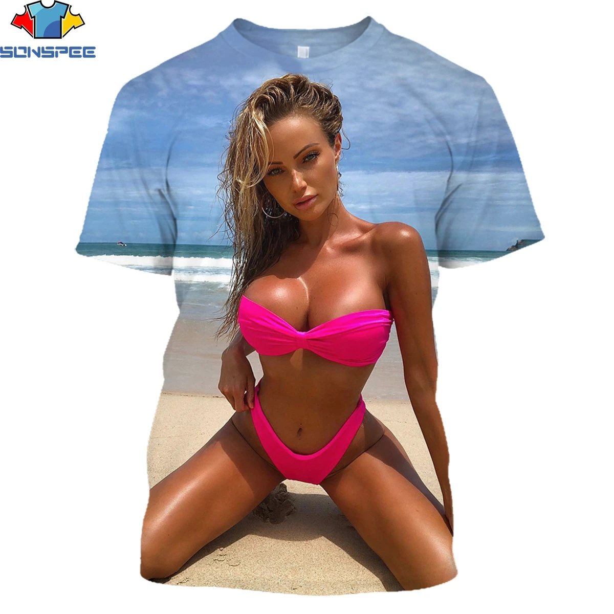 Сексуальное пляжное бикини SONSPEE модель для девушек рубашка Мужская футболка с 3D
