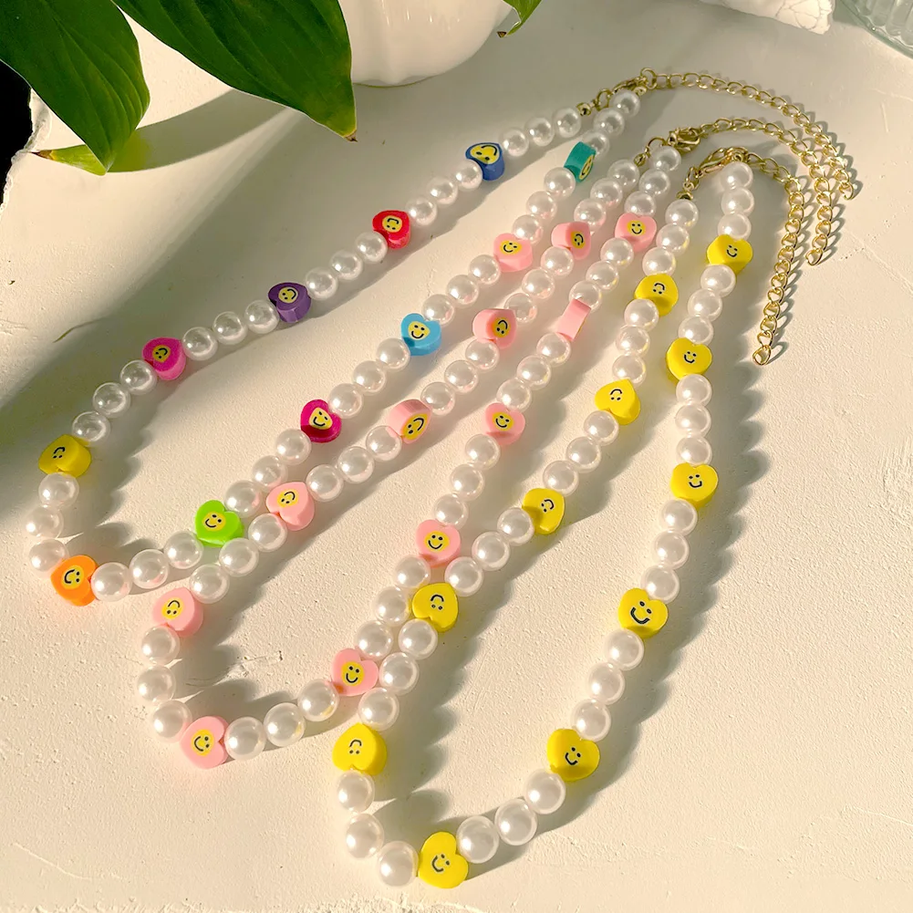 Bohemia Heart Smiley Face Pearl Beaded Choker Necklace For Women Handmade Colorful Flowers Clay Beads Necklace New Jewelry Gift
Bohemia Heart Smiley Face Pearl Beaded Choker Necklace For Women Handmade Colorful Flowers Clay Beads Necklace New Jewelry Gift