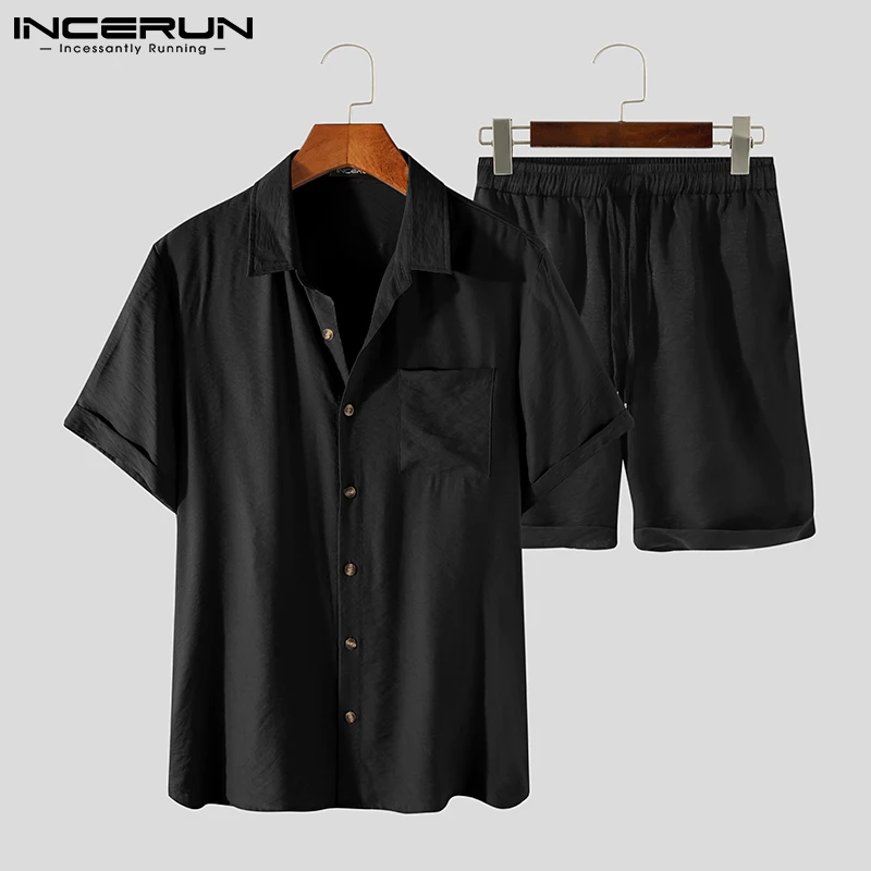 INCERUN Men Sets Solid Color Breathable Summer Short Sleeve Lapel Shirt Drawstring Shorts Streetwear Mens Casual Suits 2 Pieces
INCERUN Men Sets Solid Color Breathable Summer Short Sleeve Lapel Shirt Drawstring Shorts Streetwear Mens Casual Suits 2 Pieces