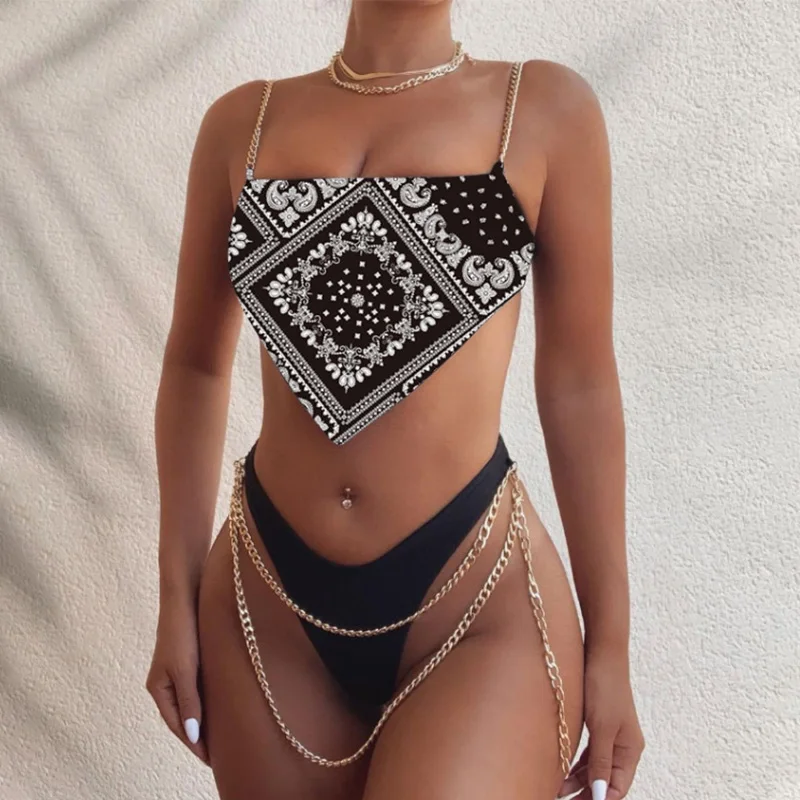 Rinabe Chains Bikinis Sexy High Cut Swimsuit Women Bellyband Swimwear 2021 Strap Bathing Suit Print Bikini Set Mujer Beach Wear
Rinabe Chains Bikinis Sexy High Cut Swimsuit Women Bellyband Swimwear 2021 Strap Bathing Suit Print Bikini Set Mujer Beach Wear