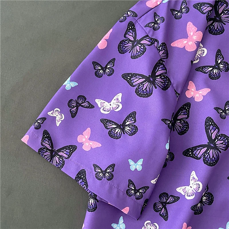 EBAIHUI Purple Butterfly Print Shirt Short Sleeve Blouse Women Summer Overszied Tops Turn Down Collar V-neck Streetwear
EBAIHUI Purple Butterfly Print Shirt Short Sleeve Blouse Women Summer Overszied Tops Turn Down Collar V-neck Streetwear