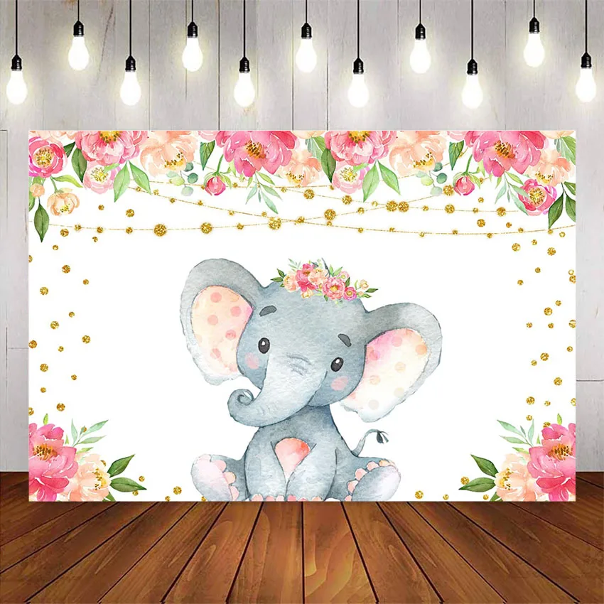 Elephant baby shower background girl rose flower backdrop for photography gold glitter floral photo booth background photophone 
Elephant baby shower background girl rose flower backdrop for photography gold glitter floral photo booth background photophone