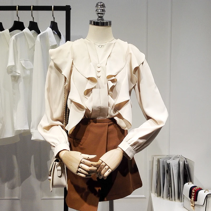 Sweet Retro Ruffled Long-Sleeved Shirt for Women 2021 Spring and Summer New Fashion Solid Colour Shirt Elegant All-match Top
Sweet Retro Ruffled Long-Sleeved Shirt for Women 2021 Spring and Summer New Fashion Solid Colour Shirt Elegant All-match Top