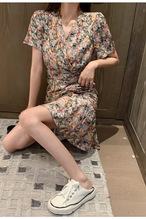COIGARSAM Vintage Floral Women dress New Summer Print Short Sleeve V-Neck Dresses 8208
COIGARSAM Vintage Floral Women dress New Summer Print Short Sleeve V-Neck Dresses 8208