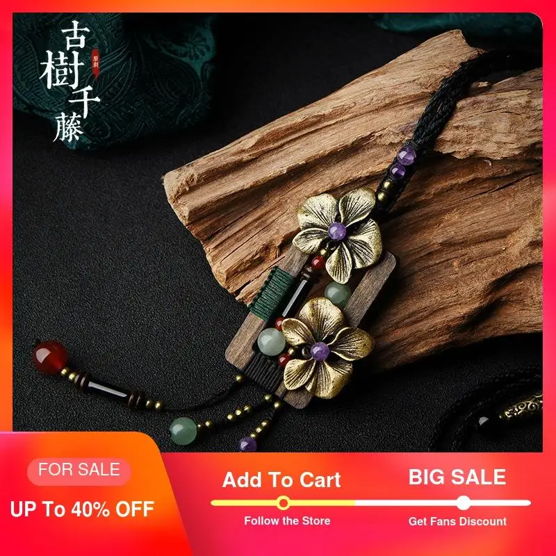 Vintage Wooden Pendant Necklace for women Copper Flower Suspension Necklace Long Chain Ethnic Stone Maxi Necklace New Arrival
Vintage Wooden Pendant Necklace for women Copper Flower Suspension Necklace Long Chain Ethnic Stone Maxi Necklace New Arrival