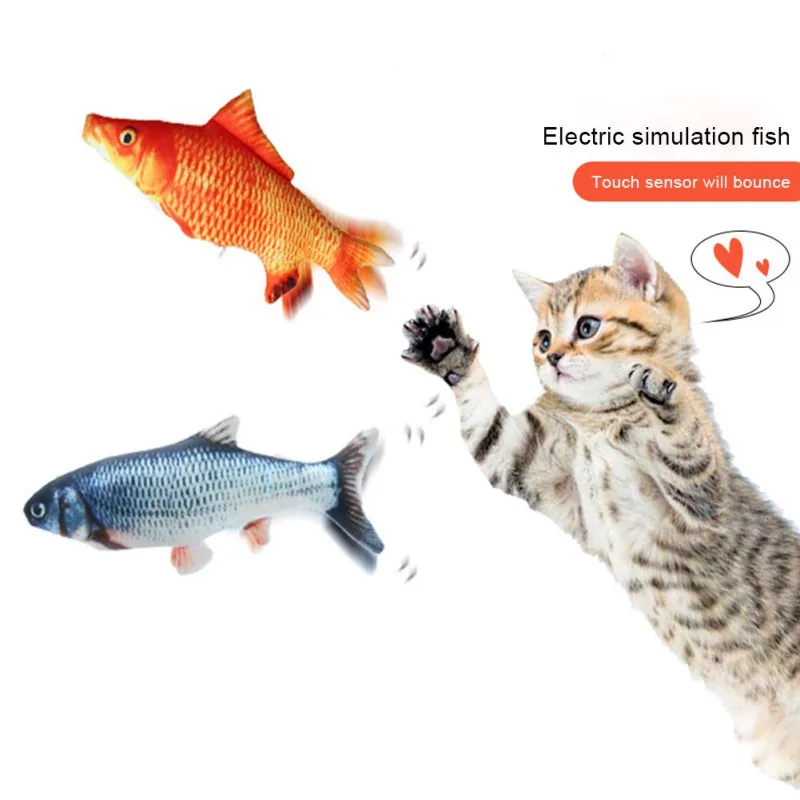 

Электрическая рыба-кошка, игрушка, домашний питомец, 3D имитация рыбы, мягкая плюшевая трясающаяся рыба, игрушка, мягкая Интерактивная Танцу...