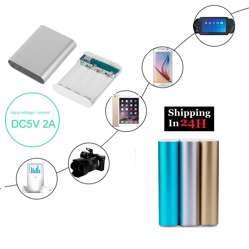 10400mAh Large Capacity USB External Backup Battery Charger Gold/Silver/Blue 4*18650 Battery Power Bank Case For Phone Charging
10400mAh Large Capacity USB External Backup Battery Charger Gold/Silver/Blue 4*18650 Battery Power Bank Case For Phone Charging