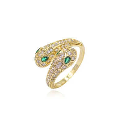 Double Snake Ring Women's Gold Winding Snake Inlaid Zircon Snake Animal Ring Retro Snake God Inlaid With Diamond Personality 
Double Snake Ring Women's Gold Winding Snake Inlaid Zircon Snake Animal Ring Retro Snake God Inlaid With Diamond Personality