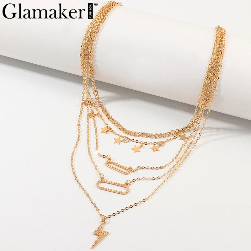 Glamaker Gold vintage charming party accessories Women sexy trendy fine jewelry Female fashion club chain necklace | Украшения и