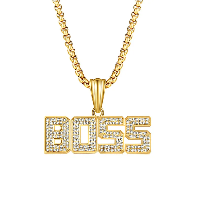 High Quality Electroplating Gold Color BOSS Hip Hop Rock Brass Zircon Club Sparkling Necklace For Men Rapper Jewelry Gift
High Quality Electroplating Gold Color BOSS Hip Hop Rock Brass Zircon Club Sparkling Necklace For Men Rapper Jewelry Gift