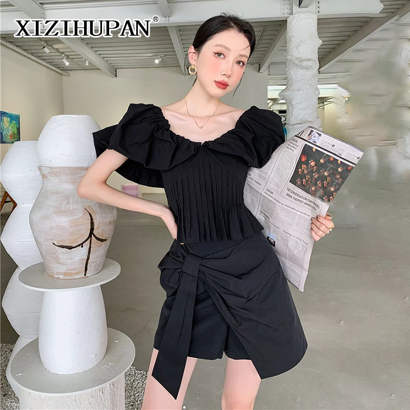 XIZIHUPAN Black Twist Front Bowknot Short For Women Elastic High Waist Irregular Loose Women's Shorts 2021 Summer Clothing New
XIZIHUPAN Black Twist Front Bowknot Short For Women Elastic High Waist Irregular Loose Women's Shorts 2021 Summer Clothing New