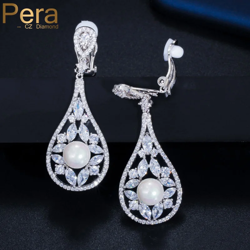 Pera Elegant Hollow Cut White Cubic Zirconia Unique Long Leaf Drop Pearl Non Pierced Clip on Earrings Jewelry for Women E420
Pera Elegant Hollow Cut White Cubic Zirconia Unique Long Leaf Drop Pearl Non Pierced Clip on Earrings Jewelry for Women E420