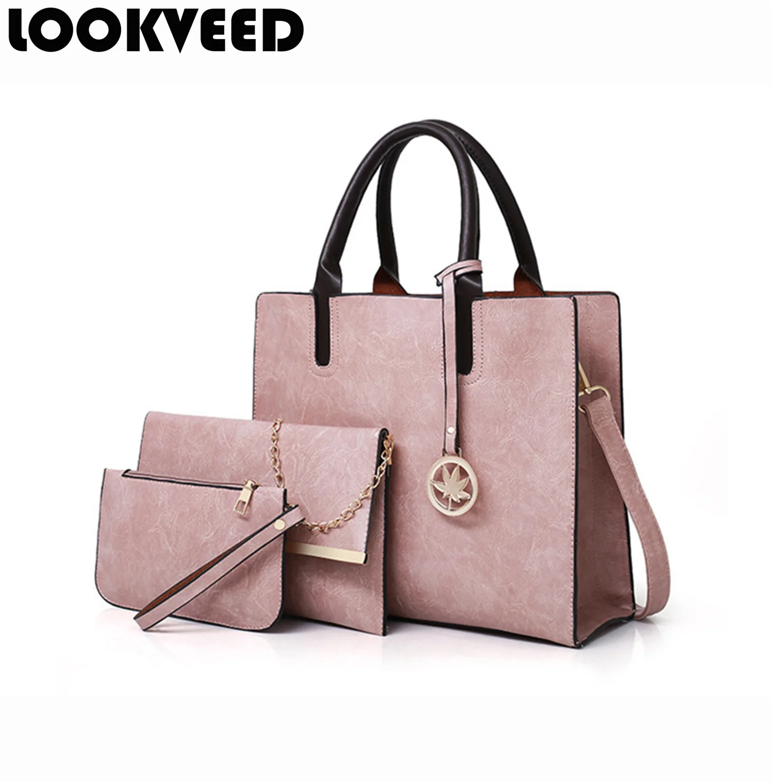 LOOKVEED Luxury Fashion PINK Three-Piece PU Leather Ladies Shoulder Bag Pure Color Simple Messenger Bag Wallet Bags For Women
LOOKVEED Luxury Fashion PINK Three-Piece PU Leather Ladies Shoulder Bag Pure Color Simple Messenger Bag Wallet Bags For Women
