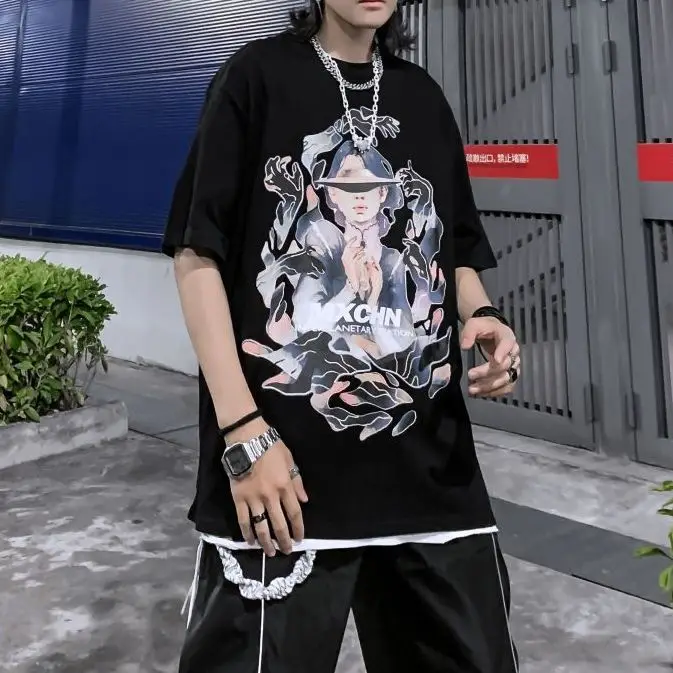 Men'S Hip-Hop Oversized T-Shirt Summer Short-Sleeved 100% Cotton Anime Cartoon Top Women Harajuku Streetwear Goth Kawaii T-Shirt
Men'S Hip-Hop Oversized T-Shirt Summer Short-Sleeved 100% Cotton Anime Cartoon Top Women Harajuku Streetwear Goth Kawaii T-Shirt