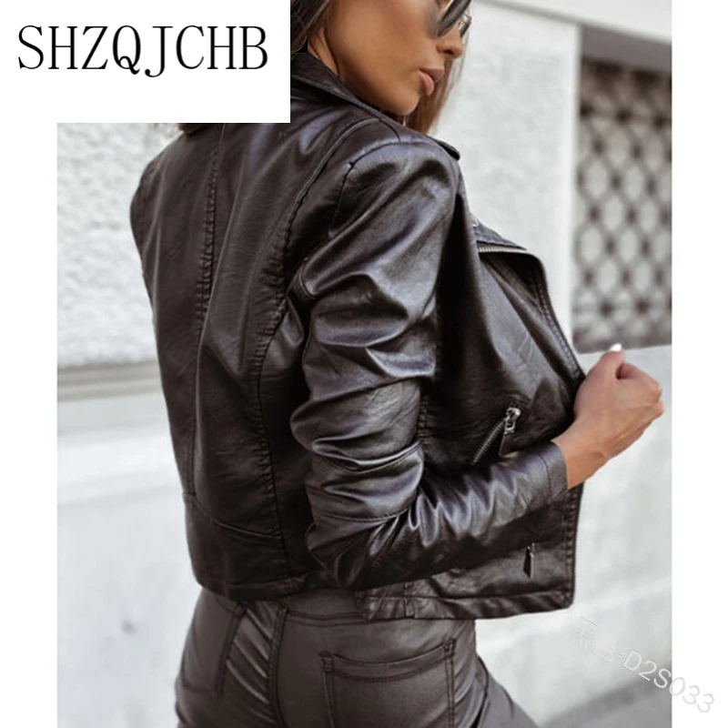 JCHB Women Spring Autumn Black Punk Faux Leather Jackets Zipper Basic Coat Turn-down Collar Motor Biker Jacket 
JCHB Women Spring Autumn Black Punk Faux Leather Jackets Zipper Basic Coat Turn-down Collar Motor Biker Jacket