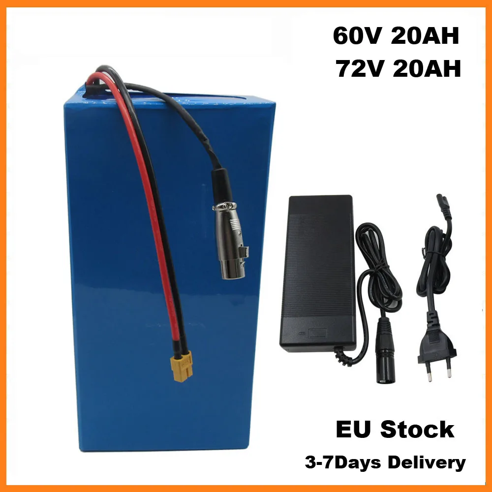 2000W 16S 60V 20S 72V 20AH Lithium ion Electric Bike Bicycle Scooter Battery Pack 60 V 72 Volt Ebike 18650 Batterie Akku XT90
2000W 16S 60V 20S 72V 20AH Lithium ion Electric Bike Bicycle Scooter Battery Pack 60 V 72 Volt Ebike 18650 Batterie Akku XT90