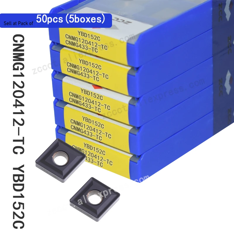 50pcs ZCC Turning Tool Insert CNMG120412-TC YBD152C Carbide Cutting Tool Plate CNMG 12 04 12 TC for Roughing of Cast Iron
50pcs ZCC Turning Tool Insert CNMG120412-TC YBD152C Carbide Cutting Tool Plate CNMG 12 04 12 TC for Roughing of Cast Iron