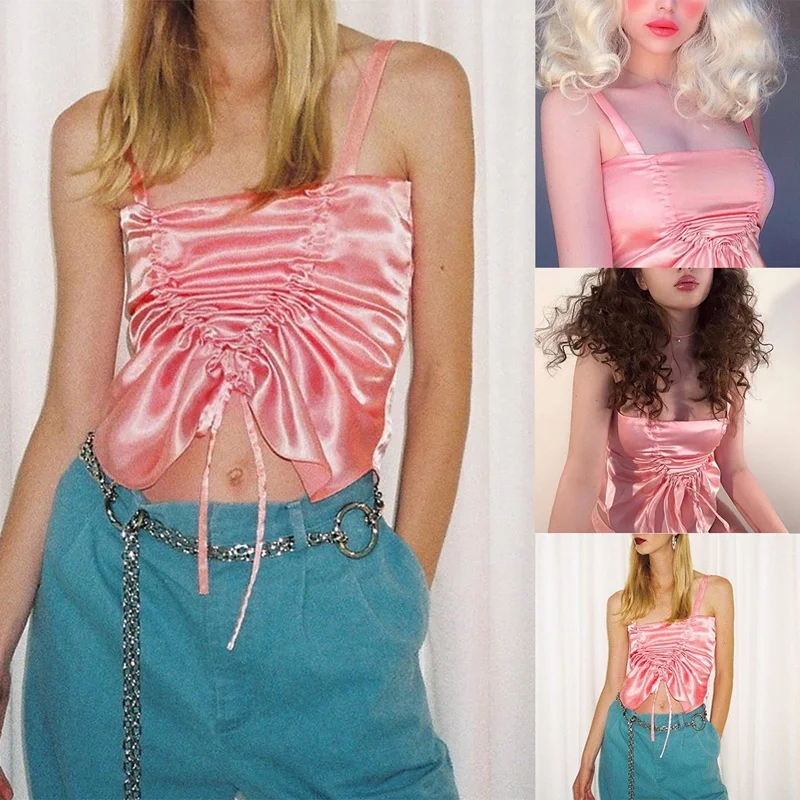 Women Drawstring Tank Top Summer Sleeveless Strapless Solid Ladies Camisole Crop Tops
Women Drawstring Tank Top Summer Sleeveless Strapless Solid Ladies Camisole Crop Tops