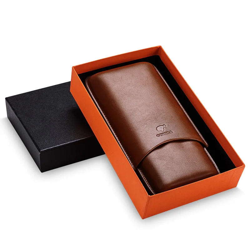 COHIBA Gadgets Brown Leather Cigar Case Holder Case 3 Tube Travel Cigar Case Humidor gift box CF-0402
COHIBA Gadgets Brown Leather Cigar Case Holder Case 3 Tube Travel Cigar Case Humidor gift box CF-0402