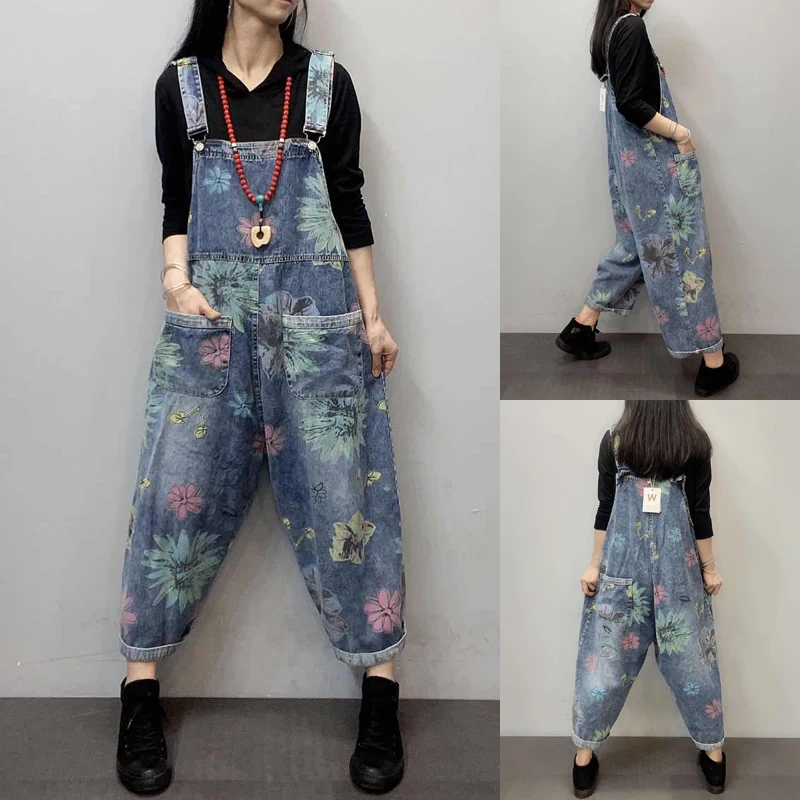 Print Denim Jumpsuits Women Baggy Strap Bib Low Crotch Jeans Autumn Plus Size Loose Wide Leg Cowboy Rompers Europe Overalls
Print Denim Jumpsuits Women Baggy Strap Bib Low Crotch Jeans Autumn Plus Size Loose Wide Leg Cowboy Rompers Europe Overalls