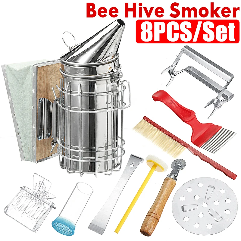 8Pcs Stainless Steel Manual Bee Smoke Transmitter Kit Beekeeping Tool Apiculture Beekeeping Tool Bee Smoker Smoke Sprayer
8Pcs Stainless Steel Manual Bee Smoke Transmitter Kit Beekeeping Tool Apiculture Beekeeping Tool Bee Smoker Smoke Sprayer