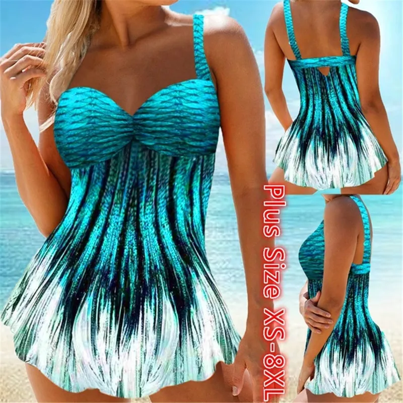Women Split Swimsuit Summer Two Piece Printed Tankini Beach Swimwear Bathing Suit Padded Swimdress and Shorts 2020 New Plus Size
Women Split Swimsuit Summer Two Piece Printed Tankini Beach Swimwear Bathing Suit Padded Swimdress and Shorts 2020 New Plus Size