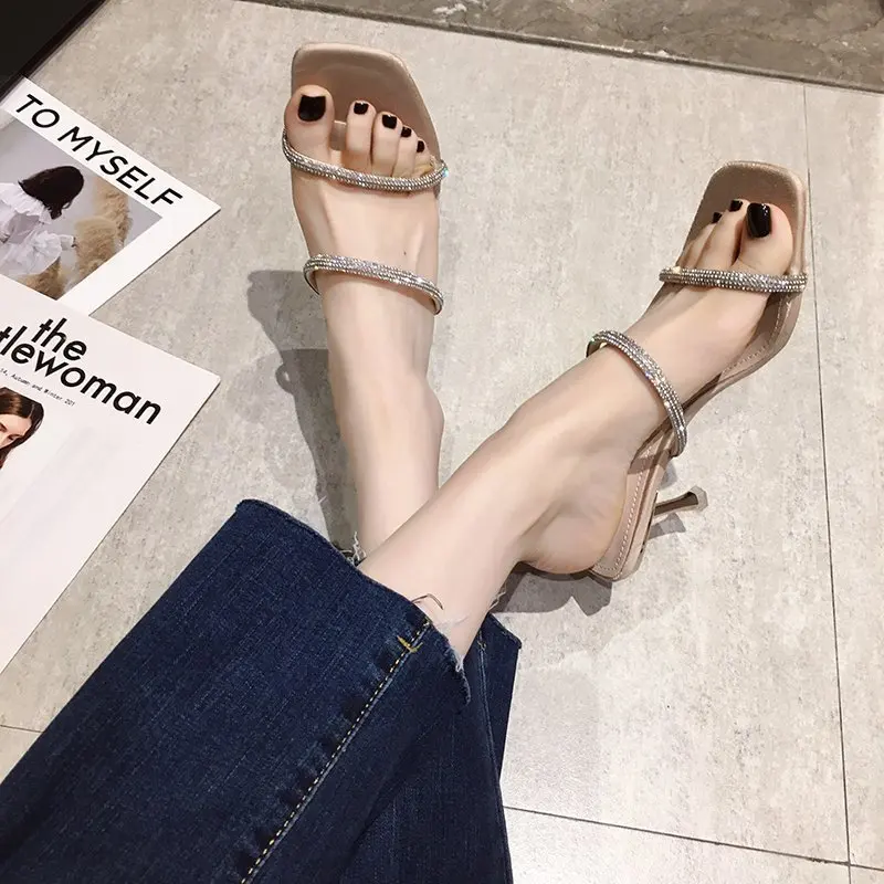 Women Rhinestones Heels Thin Heel Slippers Summer Party Shoes Jelly Open Toe Female Sandals For Wedding
Women Rhinestones Heels Thin Heel Slippers Summer Party Shoes Jelly Open Toe Female Sandals For Wedding