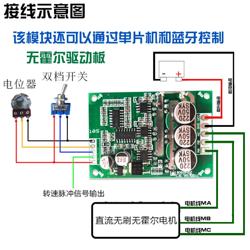 DC Brushless Motor High Power High Speed Hallless Motor Driver Control Board 12V36v500W
DC Brushless Motor High Power High Speed Hallless Motor Driver Control Board 12V36v500W
