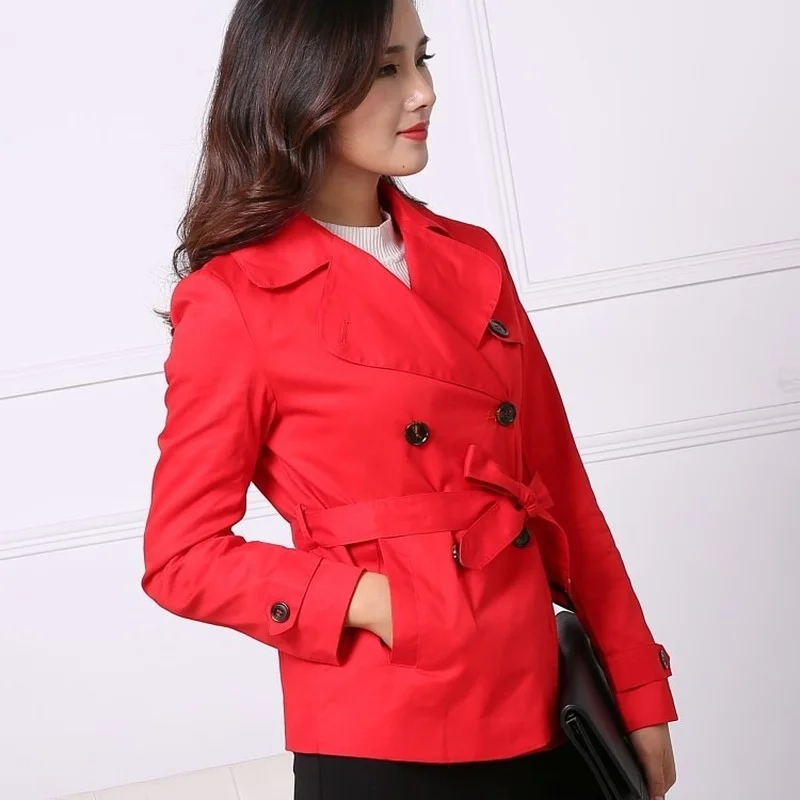 Korean spring and autumn big Lapel double row button short windbreaker women's slim coat Women's windbreaker Women coat
Korean spring and autumn big Lapel double row button short windbreaker women's slim coat Women's windbreaker Women coat