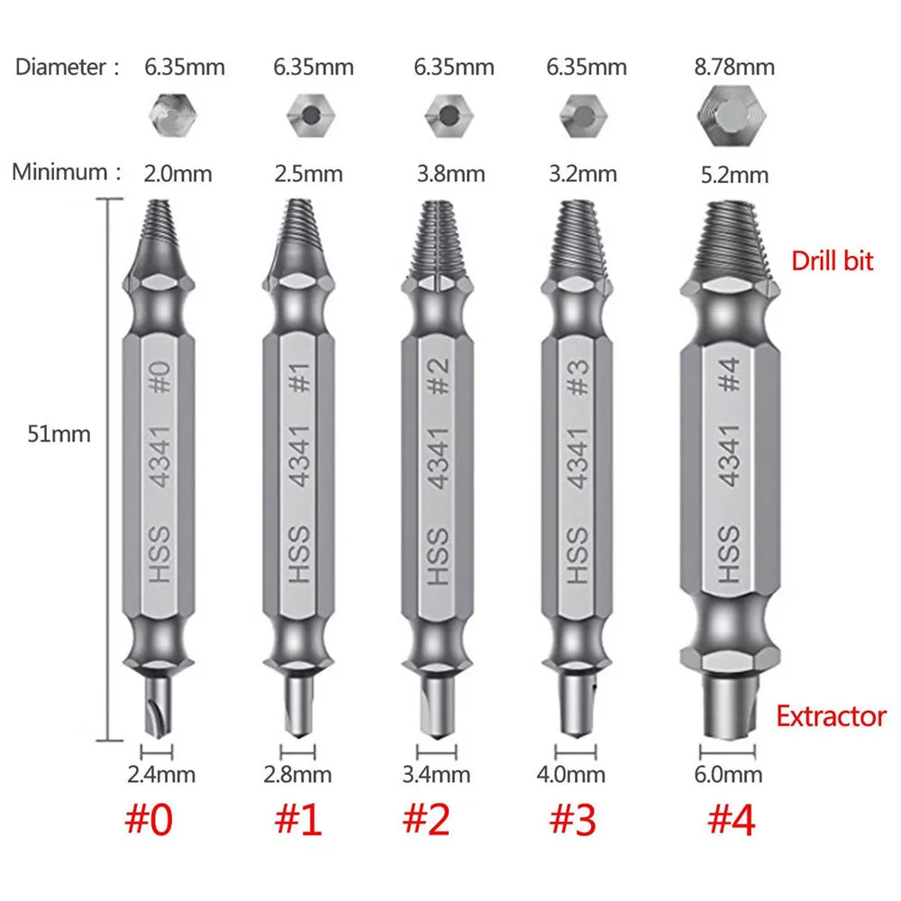 5 Pcs Damaged Screw Extractor Set Damaged Screw And Bolt Exctractor Set Broken Screws Removing the Damaged Bolts Drill Bits
5 Pcs Damaged Screw Extractor Set Damaged Screw And Bolt Exctractor Set Broken Screws Removing the Damaged Bolts Drill Bits