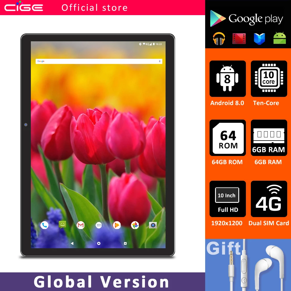 10-дюймовый планшет Google Play, Android, 4G LTE, десять ядер, 6 ГБ ОЗУ, 64 Гб ПЗУ, 1920x1200 IPS, Wi-Fi, GPS, дешевые планшеты для детей, 10,1 подарок
10-дюймовый планшет Google Play, Android, 4G LTE, десять ядер, 6 ГБ ОЗУ, 64 Гб ПЗУ, 1920x1200 IPS, Wi-Fi, GPS, дешевые планшеты для детей, 10,1 подарок
