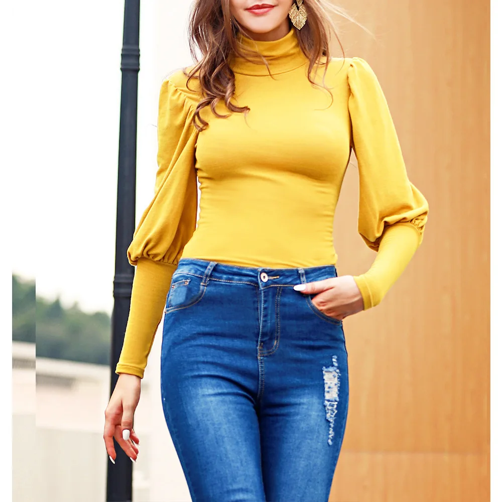 Autumn 2021 Slim Waist Solid Color Bottoming Shirt Women High Neck Long Sleeve Fashion Splice Cotton Blend Pullover T-Shirts
Autumn 2021 Slim Waist Solid Color Bottoming Shirt Women High Neck Long Sleeve Fashion Splice Cotton Blend Pullover T-Shirts