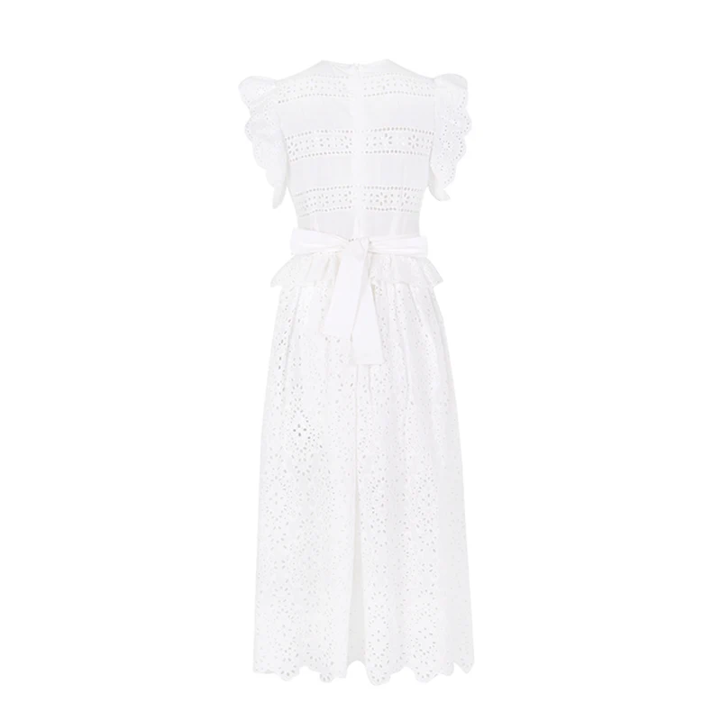 VGH Patchwork Hollow Out Dress For Women O Neck Sleeveless High Waist Bowknot Elegant Midi Dresses Female Fashion Clothing Style
VGH Patchwork Hollow Out Dress For Women O Neck Sleeveless High Waist Bowknot Elegant Midi Dresses Female Fashion Clothing Style