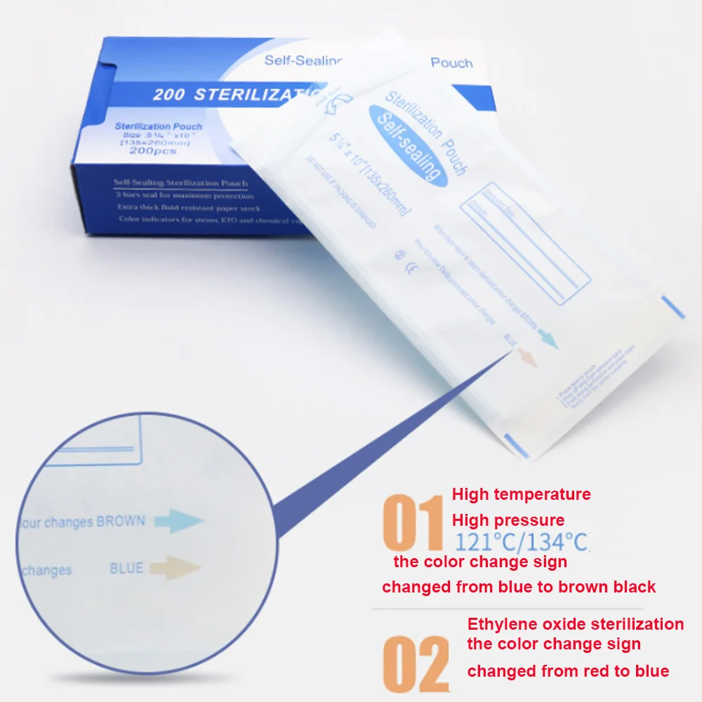 200pcs/box Self-sealing Sterilization Pouches Bags Medical-grade Bag Disposable Tattoo Dental Nail art Bags Accessories
200pcs/box Self-sealing Sterilization Pouches Bags Medical-grade Bag Disposable Tattoo Dental Nail art Bags Accessories