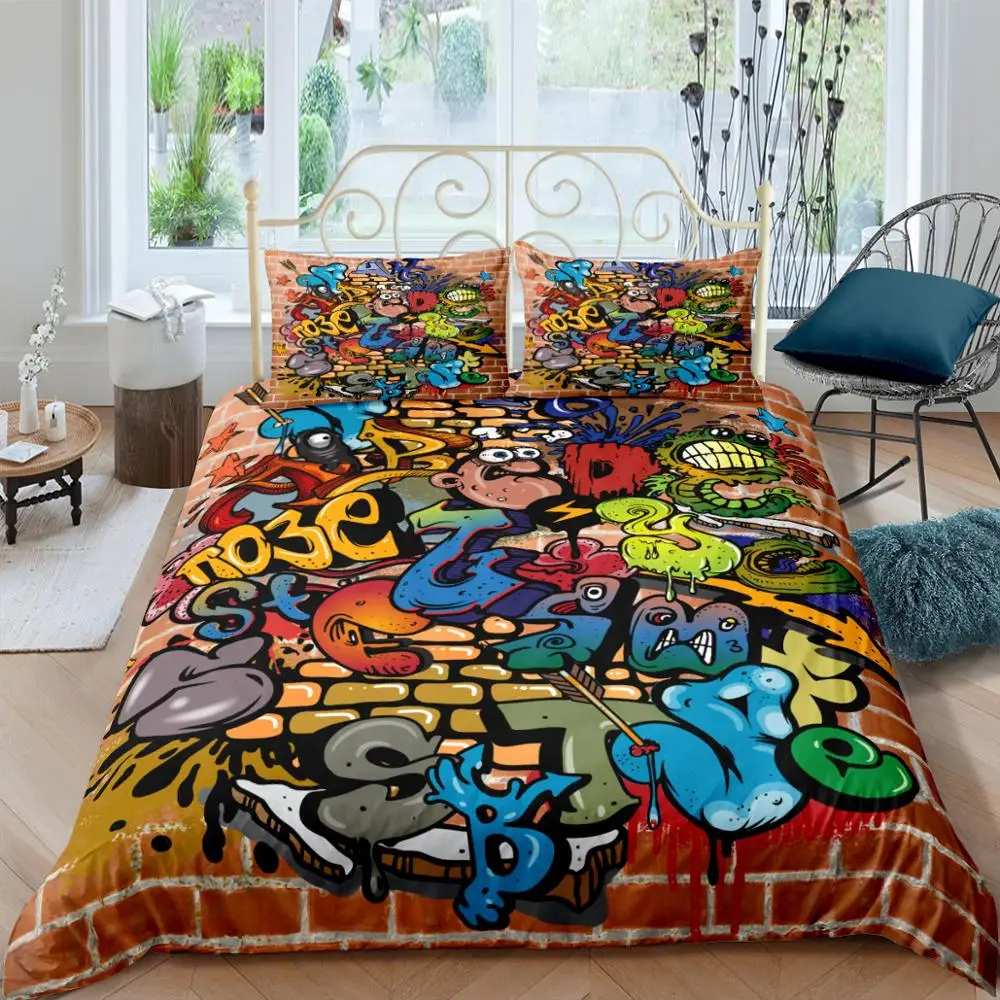 Graffiti Hip Hop Bedding Set 3D Printed Duvet Cover Kids Teens Comforter Set 3PCS Queen King Size Bedspread Cover
Graffiti Hip Hop Bedding Set 3D Printed Duvet Cover Kids Teens Comforter Set 3PCS Queen King Size Bedspread Cover