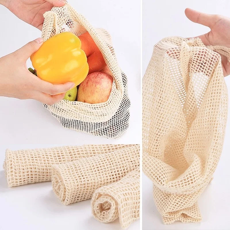 1Pcs Cotton mesh bag practical Reusable drawstring vegetable and fruit toys Storage bag Household shopping bag kitchen supplies 
1Pcs Cotton mesh bag practical Reusable drawstring vegetable and fruit toys Storage bag Household shopping bag kitchen supplies
