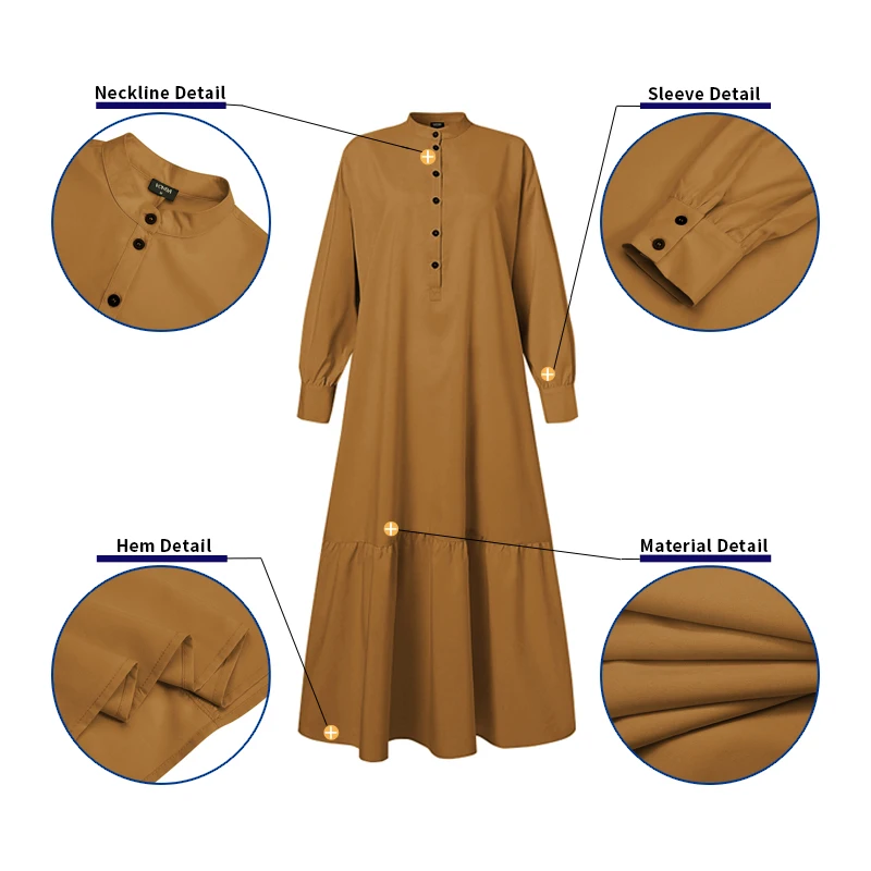 Women'Summer Shirt Dress Vintage Solid Color Party Dress 2021 VONDA Beach Holiday Long Sundress Casual Vestidos Plus Size 5XL
Women'Summer Shirt Dress Vintage Solid Color Party Dress 2021 VONDA Beach Holiday Long Sundress Casual Vestidos Plus Size 5XL