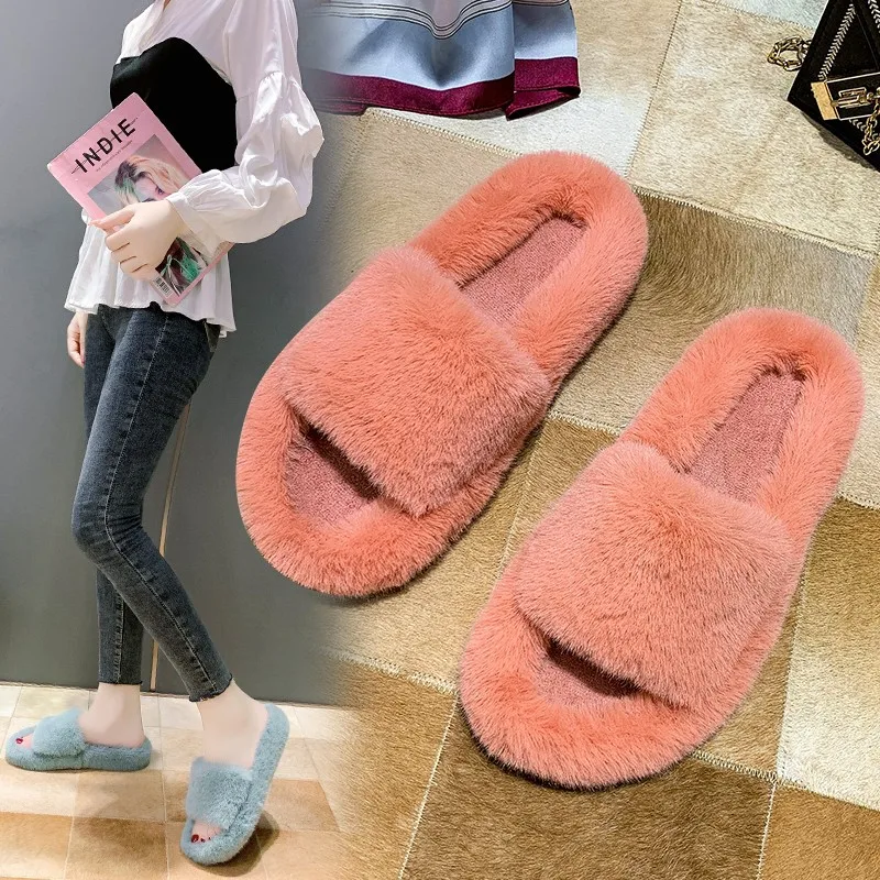 Winter Fur Plush Slippers Outdoor House Furry Slippers Fashion Faux Warm Shoes Slip On Women Slides Flat Slippers Dropshipping
Winter Fur Plush Slippers Outdoor House Furry Slippers Fashion Faux Warm Shoes Slip On Women Slides Flat Slippers Dropshipping