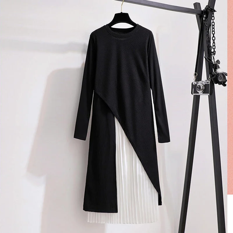 Autumn Winter Dress Two Piece Set Elegant Long Sleeve Knit Slim Mid-Calf Long Pleated Dress 2PCS Suit Spring Outfits High Street
Autumn Winter Dress Two Piece Set Elegant Long Sleeve Knit Slim Mid-Calf Long Pleated Dress 2PCS Suit Spring Outfits High Street