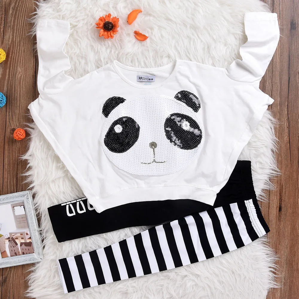 Girls Clothing Sets Autumn Spring Toddler Girls Clothes Panda Sequins T-shirt+Striped Bow Pants Clothes Kids Tracksuit For Girl
Girls Clothing Sets Autumn Spring Toddler Girls Clothes Panda Sequins T-shirt+Striped Bow Pants Clothes Kids Tracksuit For Girl