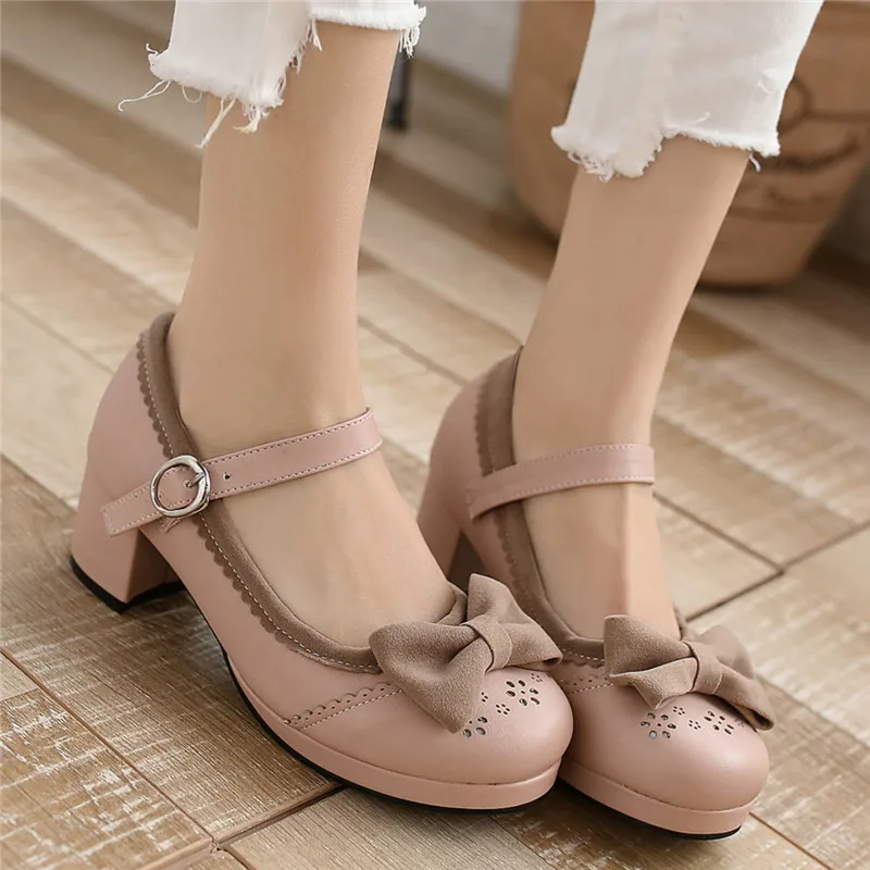COOLULU Lolita Mary Janes Shoes Women Medium Heels Platform Block Heel Sweet Pumps Bow Buckle Ladies Footwear Pink Large Size 43
COOLULU Lolita Mary Janes Shoes Women Medium Heels Platform Block Heel Sweet Pumps Bow Buckle Ladies Footwear Pink Large Size 43