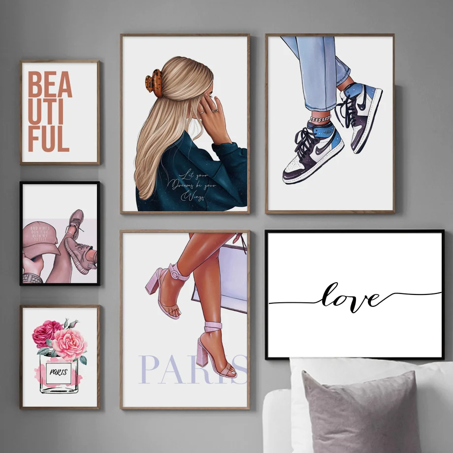 Fashion Girl Shoes Perfume Flower Quotes Wall Art Canvas Painting Nordic Posters And Prints Wall Pictures For Living Room Decor
Fashion Girl Shoes Perfume Flower Quotes Wall Art Canvas Painting Nordic Posters And Prints Wall Pictures For Living Room Decor
