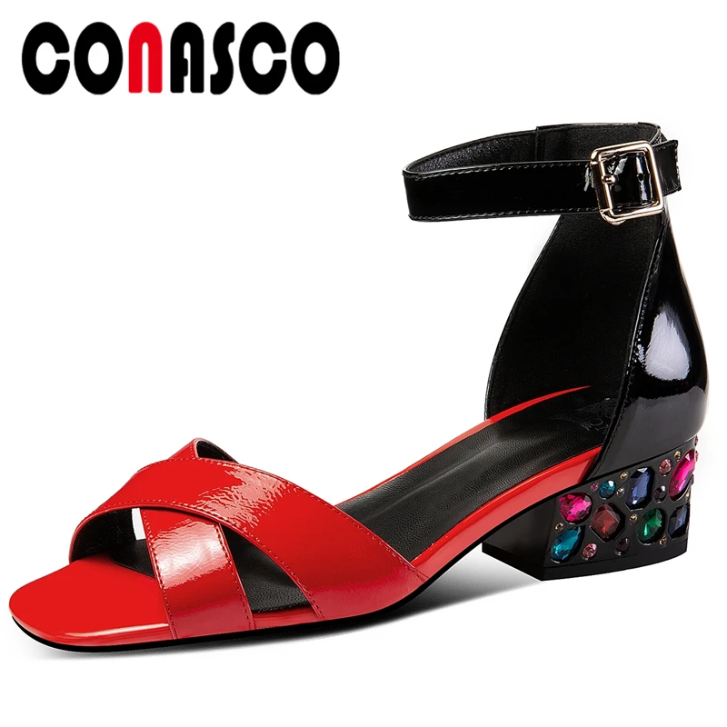 CONASCO Women Sandals Pumps Genuine Leather 2021 Summer New Fashion Casual Cross-Tied Crystal Decoration High Heels Shoes Woman
CONASCO Women Sandals Pumps Genuine Leather 2021 Summer New Fashion Casual Cross-Tied Crystal Decoration High Heels Shoes Woman