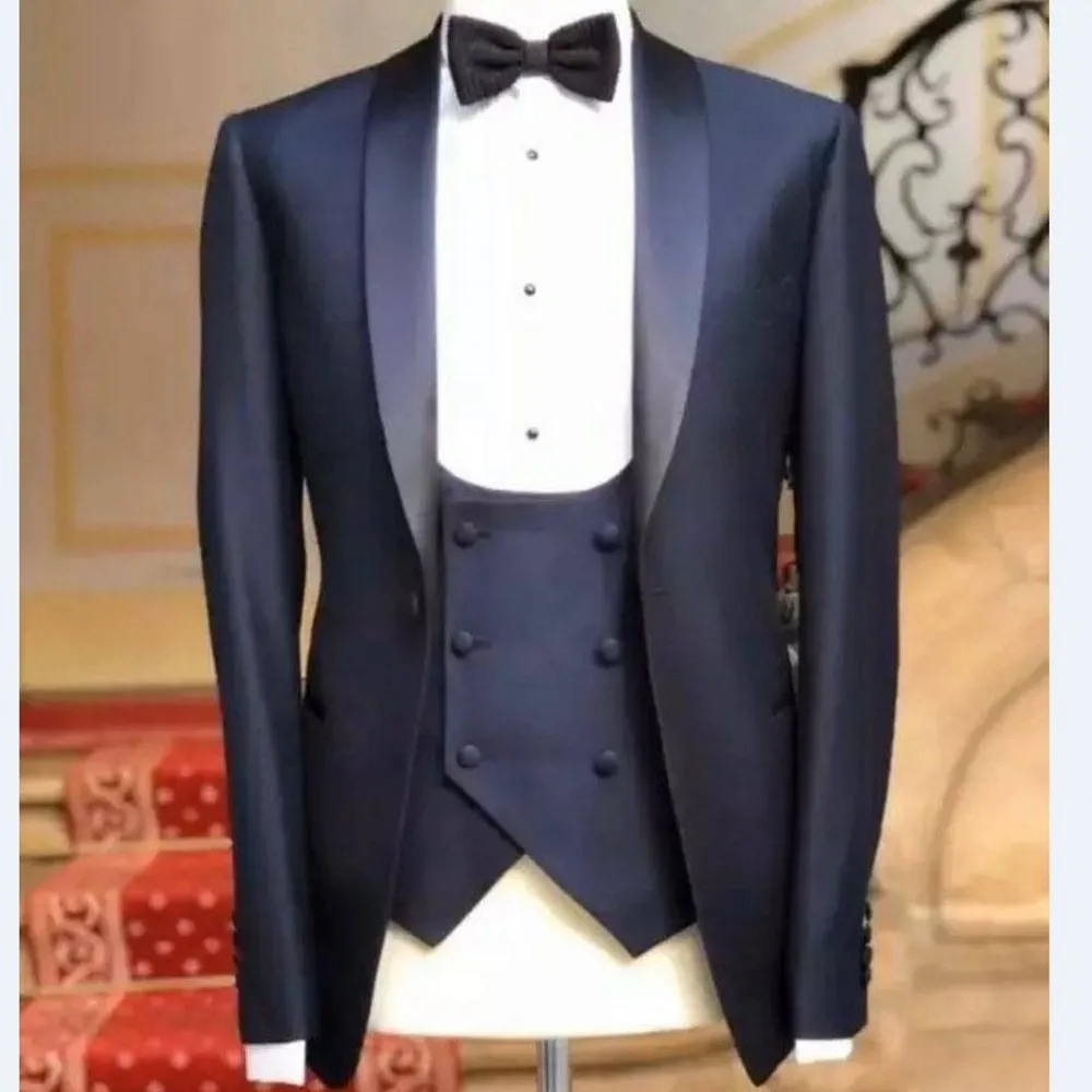Brand New Groomsmen Navy Blue Groom Tuxedos Shawl Satin Lapel Men Suits Wedding Best Man 3 pieces ( Jacket+Pants+Vest+Tie )
Brand New Groomsmen Navy Blue Groom Tuxedos Shawl Satin Lapel Men Suits Wedding Best Man 3 pieces ( Jacket+Pants+Vest+Tie )