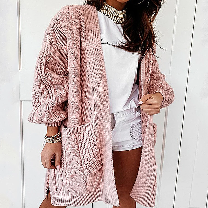 Women Winter Cardigan Vintage Twist Sweater Knitwear Autumn Pocket Long Top Female Solid Lantern Sleeve Oversized Knit Cardigans
Women Winter Cardigan Vintage Twist Sweater Knitwear Autumn Pocket Long Top Female Solid Lantern Sleeve Oversized Knit Cardigans
