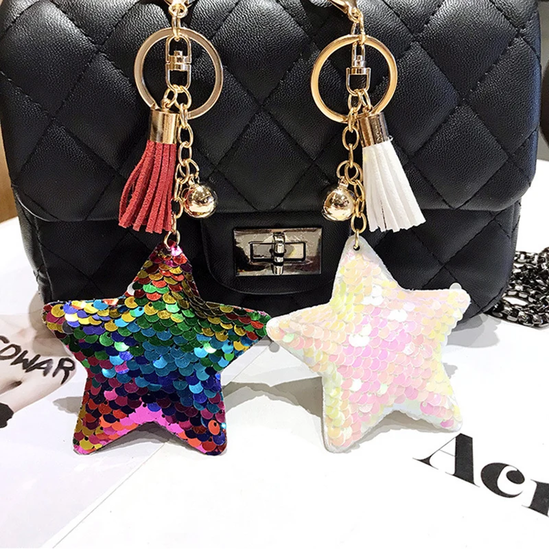 Elegant Sequins Glitter Star Tassel Car Keychain Pendant Gifts Women Bag Key Ring Jewelry Accessories 
Elegant Sequins Glitter Star Tassel Car Keychain Pendant Gifts Women Bag Key Ring Jewelry Accessories