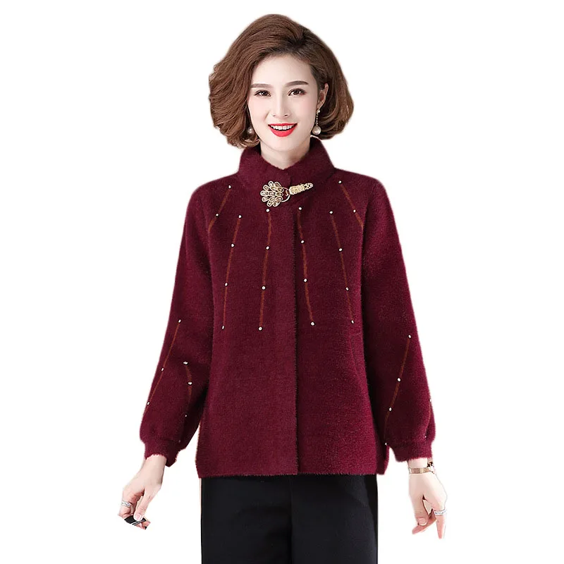 Autumn Winter Middle-aged Women Cashmere Sweater Jacket Large Size Women Imitation Water Velvet Coat 5XL High Quality Tops W2203
Autumn Winter Middle-aged Women Cashmere Sweater Jacket Large Size Women Imitation Water Velvet Coat 5XL High Quality Tops W2203