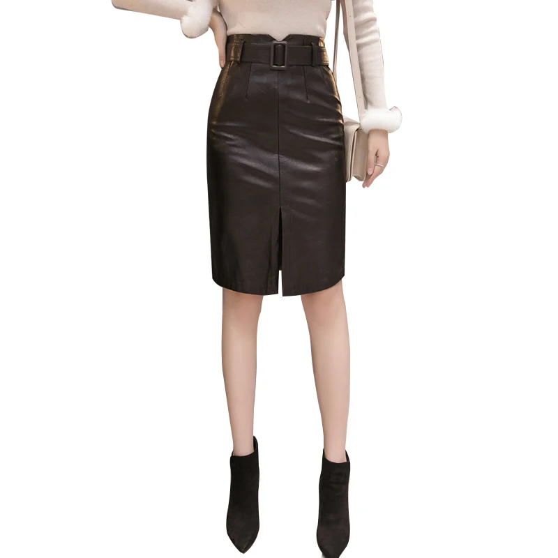 Jiajian women's spot leather skirt Pu washed leather with belt mid length autumn winter new
Jiajian women's spot leather skirt Pu washed leather with belt mid length autumn winter new