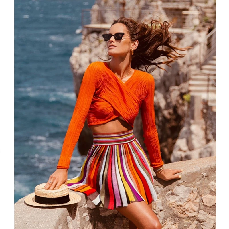 New Fashion Multicolor Two Pieces Set Women Suit High Quality Striped Dress Bandage Long Sleeve Bodysuit Party Outfits Wholesale
New Fashion Multicolor Two Pieces Set Women Suit High Quality Striped Dress Bandage Long Sleeve Bodysuit Party Outfits Wholesale